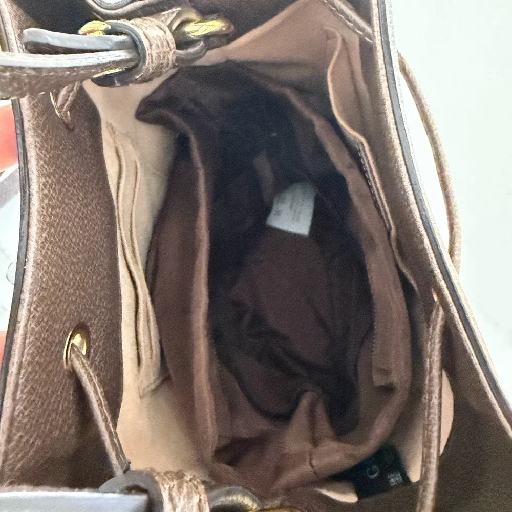 Gucci Brown GG Supreme Small Bucket Bag with Green Red Stripe w organizer COA - Picture 7 of 7